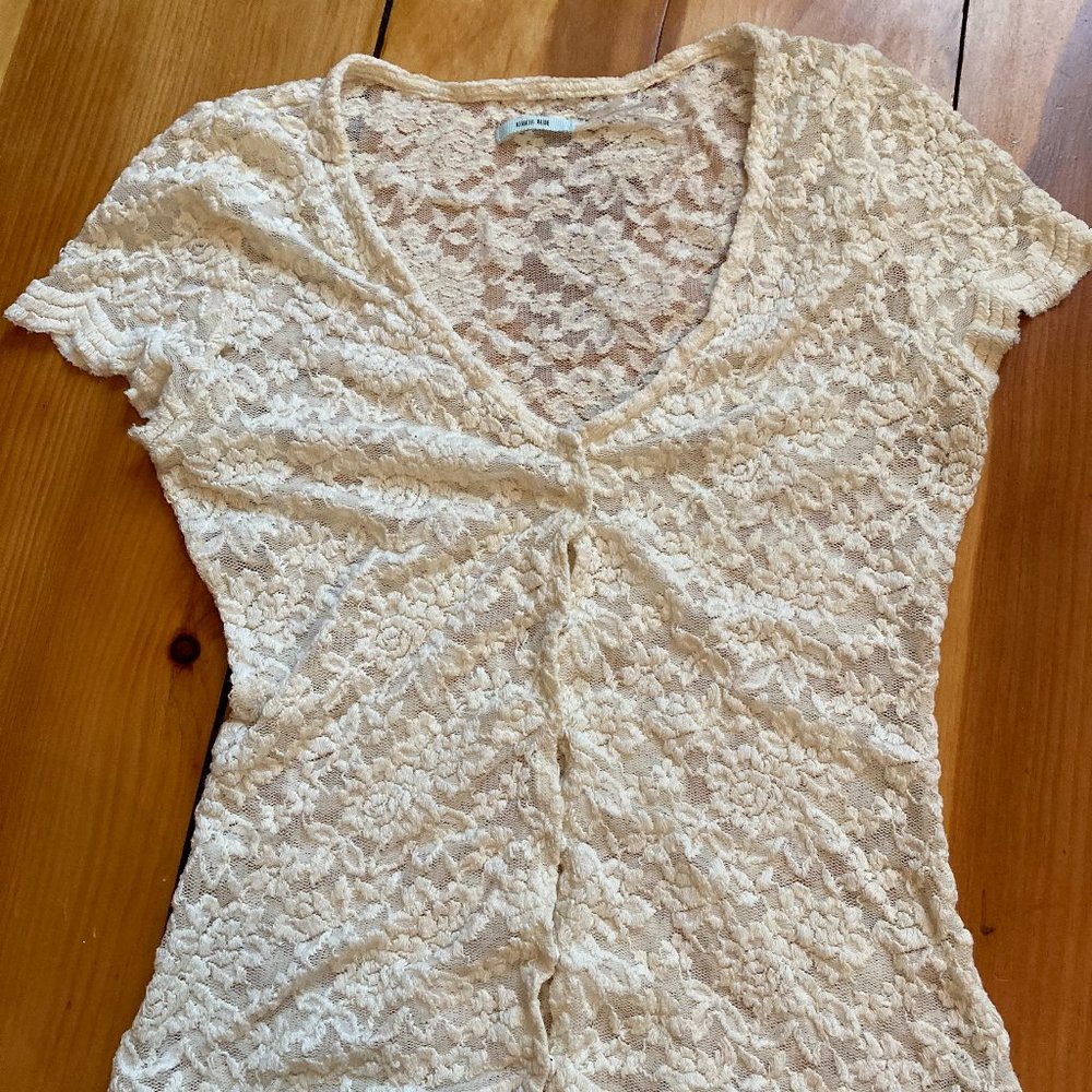 Lace button up crop top